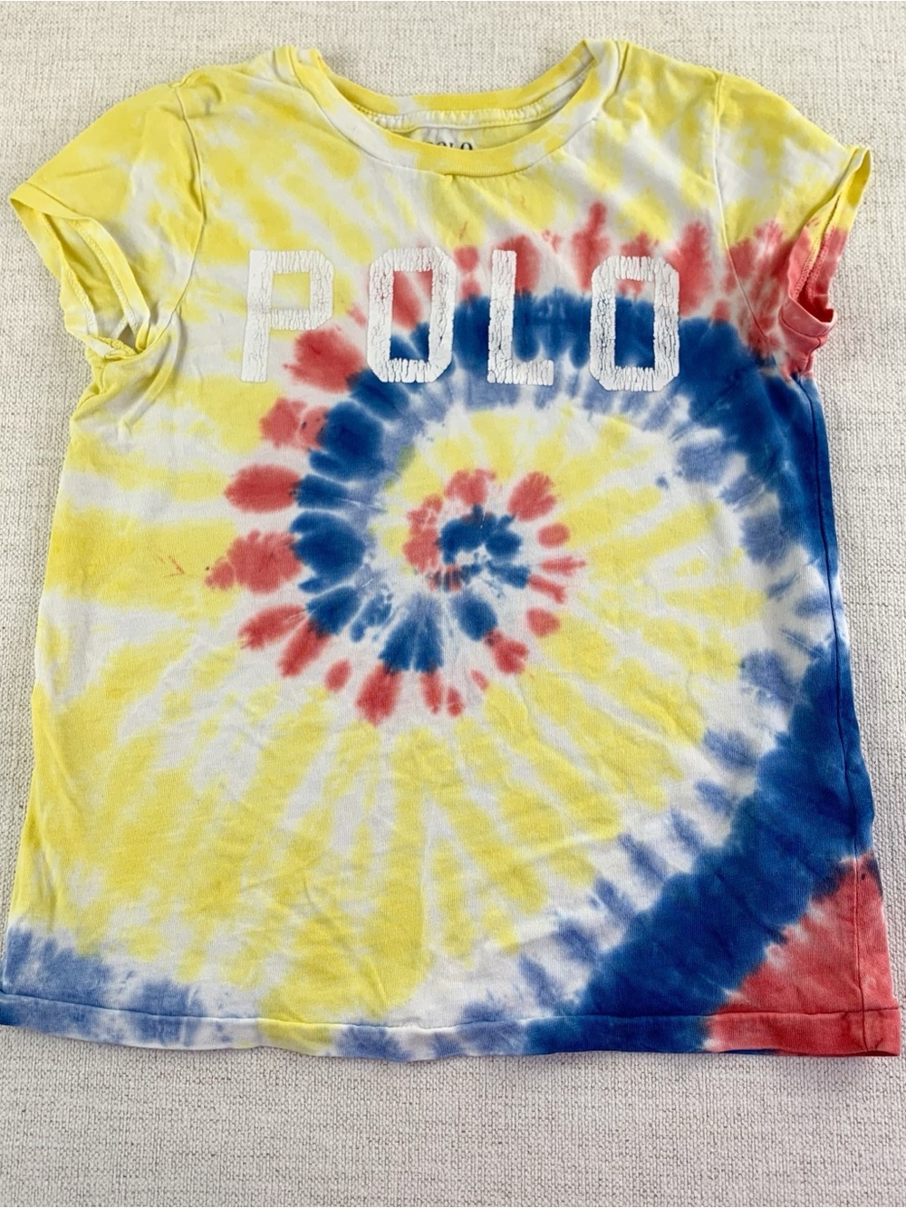 Polo by Ralph Lauren girl's Tie-Dye Spiral Short Sleeve Tee in red, white, blue